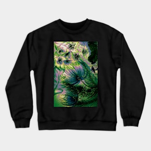 tropical triffids palms ferns , pastel flowers art print Crewneck Sweatshirt